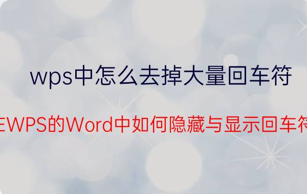 wps中怎么去掉大量回车符 在WPS的Word中如何隐藏与显示回车符？